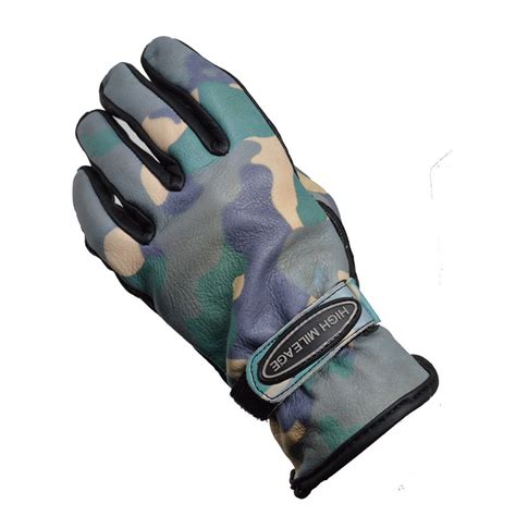 High Mileage HMG440 Mens Camo Leather Motorcycle Gloves